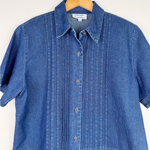 Samantha Edwards Vintage Denim Pin Tuck Blouse - Picture 2 of 8